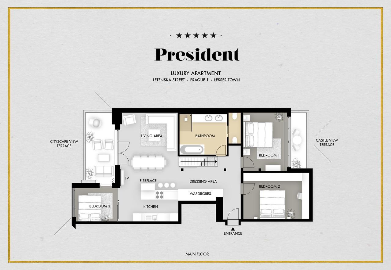 Apartment President By Castle, Views Prag